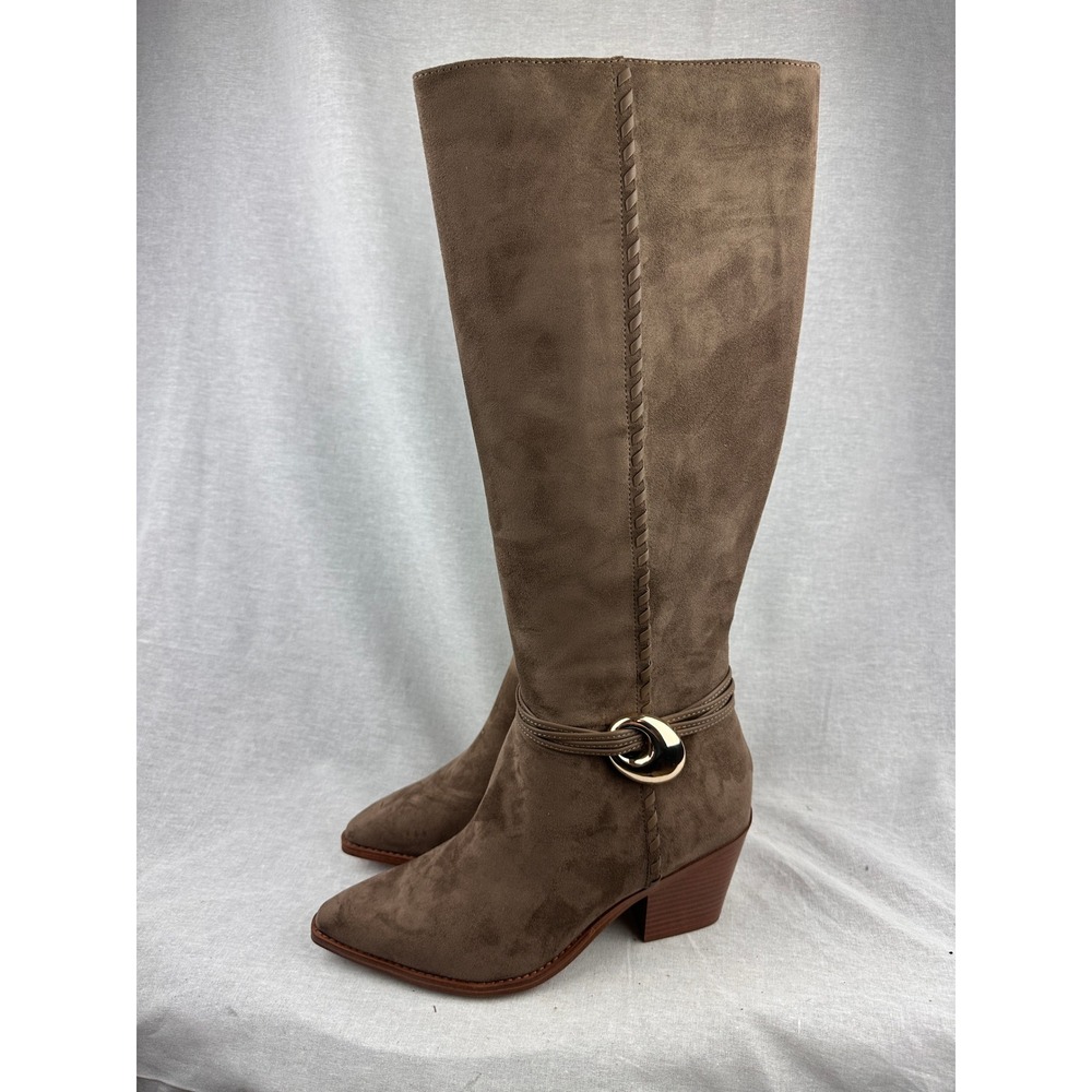 Universal Thread Womens Taupe Faux Suede Knee High Boots Pointed Toe Size 10 NEW